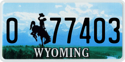 WY license plate 077403