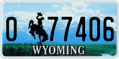 WY license plate 077406