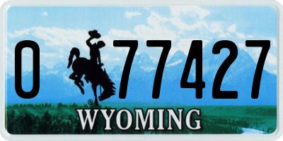 WY license plate 077427