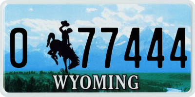 WY license plate 077444