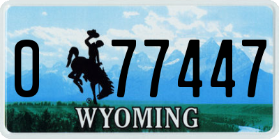 WY license plate 077447