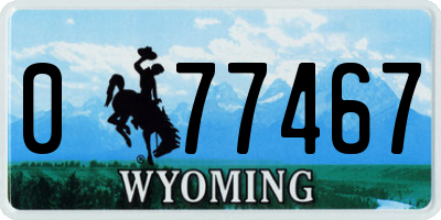 WY license plate 077467