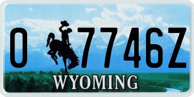 WY license plate 07746Z