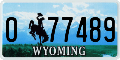 WY license plate 077489
