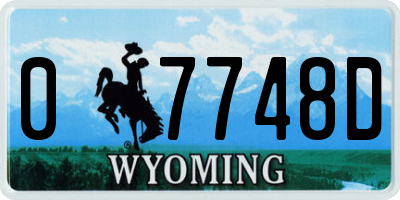 WY license plate 07748D
