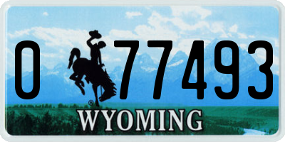 WY license plate 077493