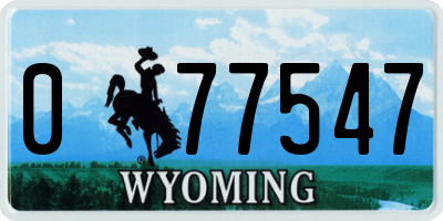 WY license plate 077547