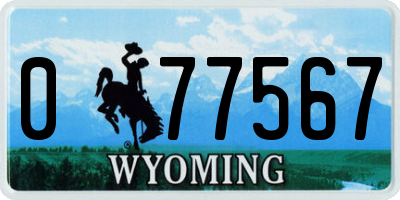 WY license plate 077567