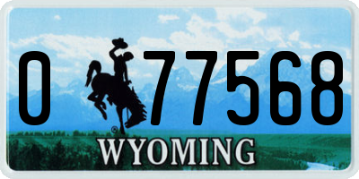 WY license plate 077568