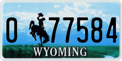 WY license plate 077584