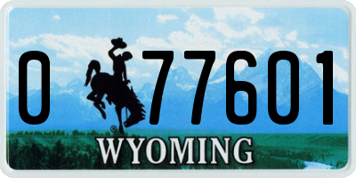 WY license plate 077601