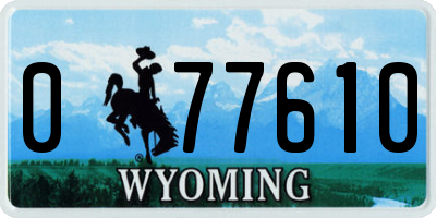 WY license plate 077610