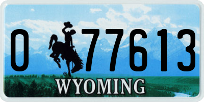 WY license plate 077613