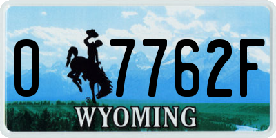 WY license plate 07762F