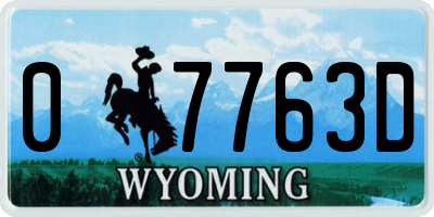 WY license plate 07763D