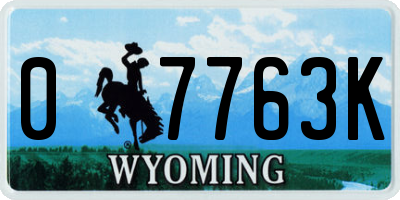 WY license plate 07763K