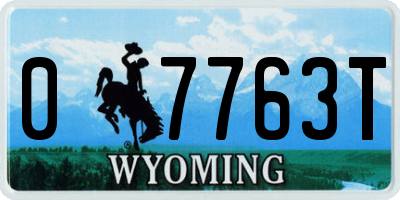 WY license plate 07763T