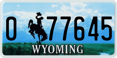 WY license plate 077645
