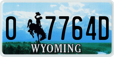 WY license plate 07764D