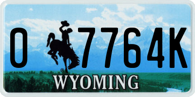 WY license plate 07764K