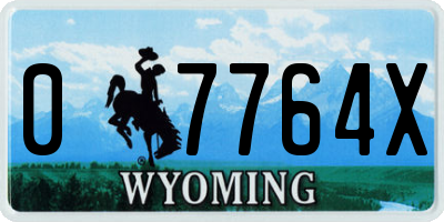 WY license plate 07764X
