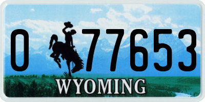 WY license plate 077653