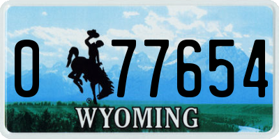 WY license plate 077654