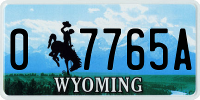 WY license plate 07765A