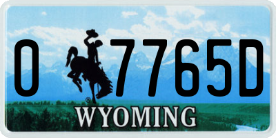 WY license plate 07765D