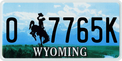 WY license plate 07765K
