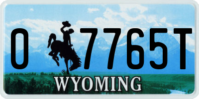 WY license plate 07765T