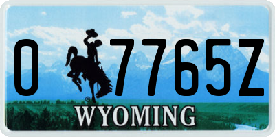 WY license plate 07765Z