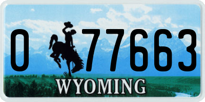 WY license plate 077663