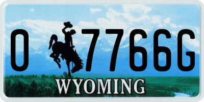 WY license plate 07766G