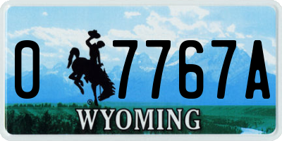 WY license plate 07767A