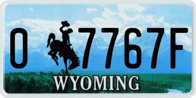 WY license plate 07767F