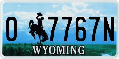 WY license plate 07767N