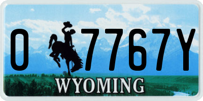 WY license plate 07767Y