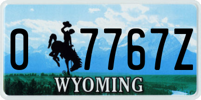 WY license plate 07767Z