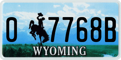 WY license plate 07768B