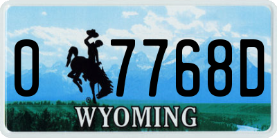 WY license plate 07768D