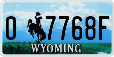 WY license plate 07768F