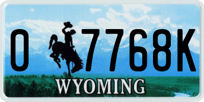 WY license plate 07768K