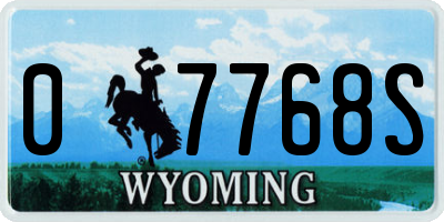 WY license plate 07768S