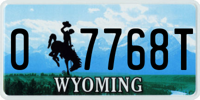 WY license plate 07768T