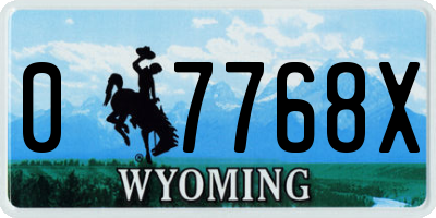 WY license plate 07768X