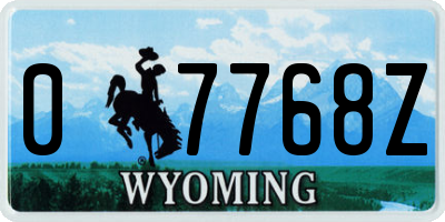 WY license plate 07768Z