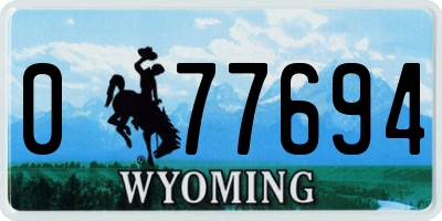 WY license plate 077694