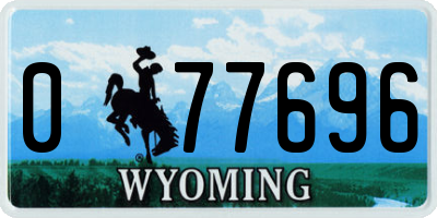 WY license plate 077696