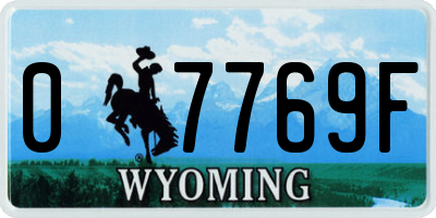 WY license plate 07769F